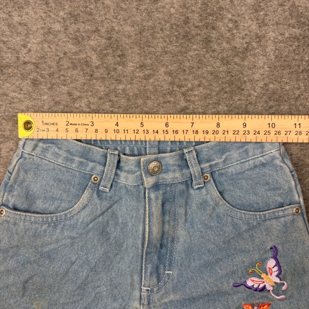 The Children's Place Denim Shorts Girls 6X/7 Butterfly Embroidered Crochet Patch
